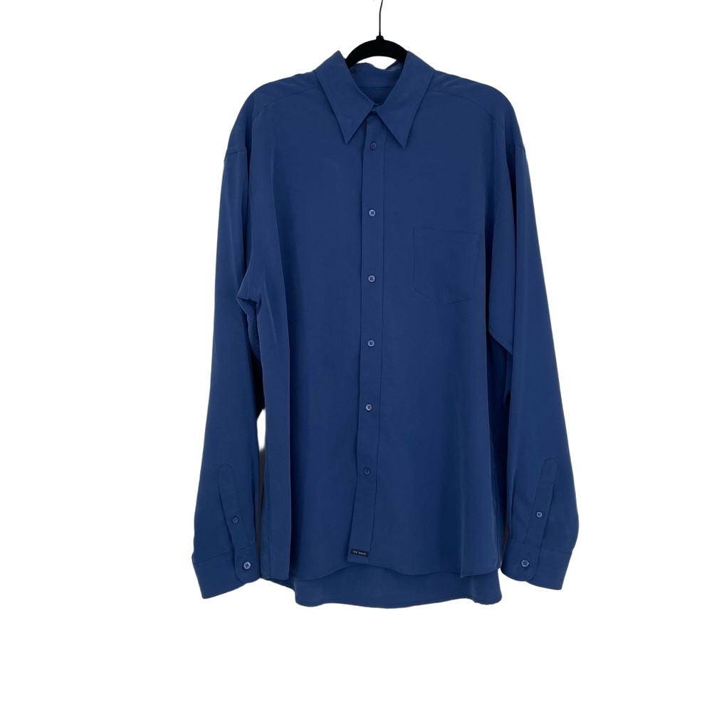 Ted Baker London Men's Blue Long Sleeve Button Up Collared Dress Shirt Size 4